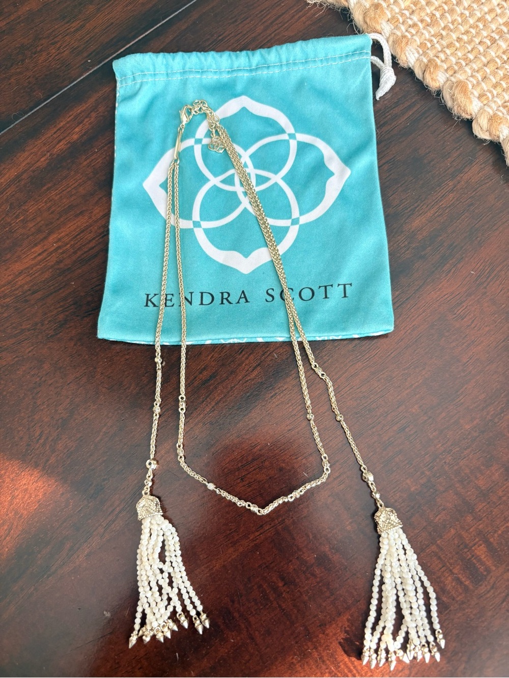 Kendra Scott Gold and White Tassel Layered Necklace